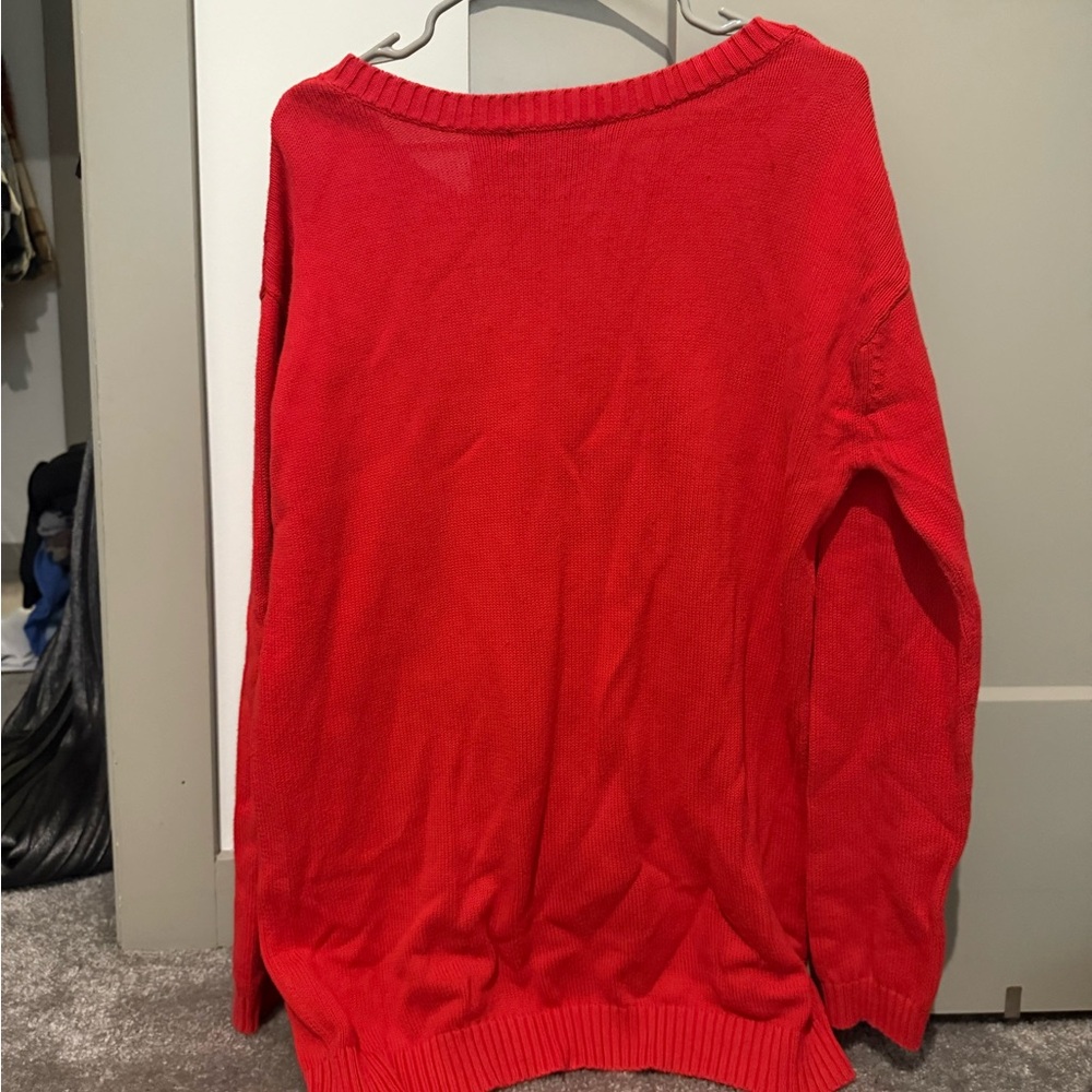 Red Graphic Betsey Johnson  Face Sweater - Picture 3 of 3
